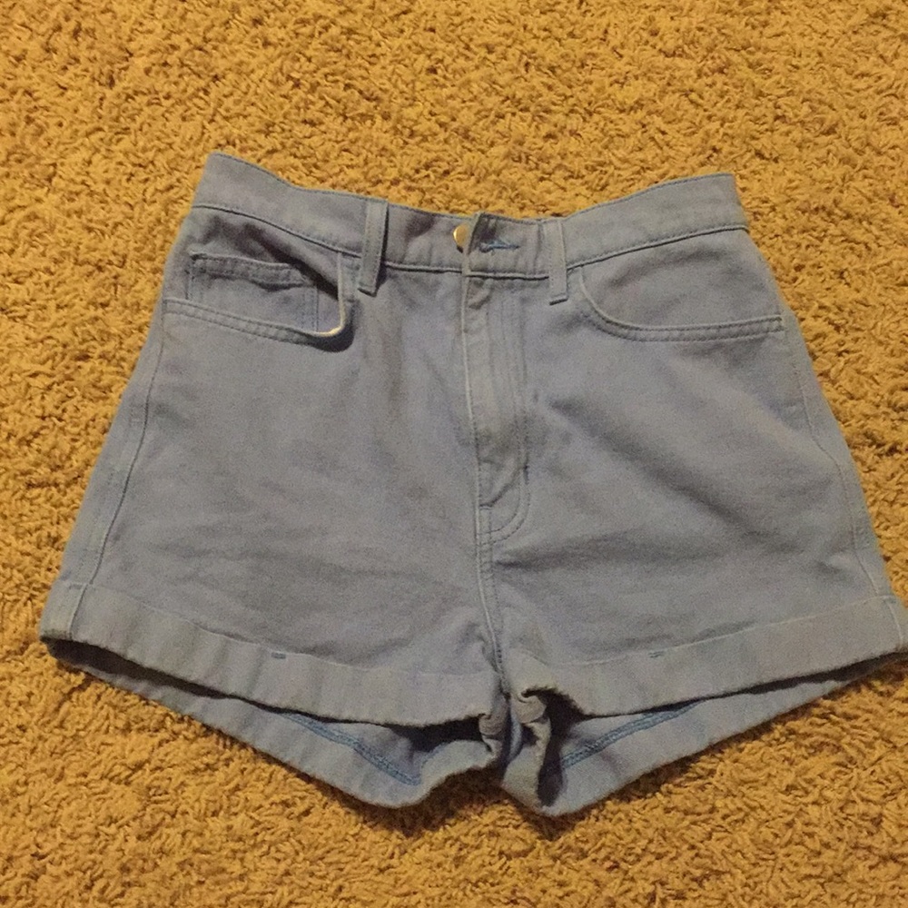 American apparel light blue high waisted shorts